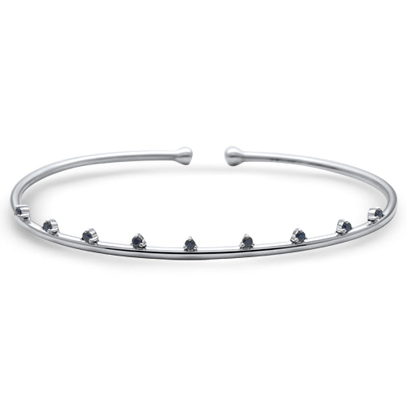GEMSTONE  CLOSEOUT!  .20ct G SI 14K White Gold Blue Sapphire Gemstones Open Bangle Bracelet 56mm