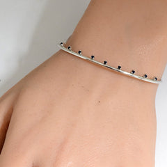 GEMSTONE  CLOSEOUT!  .20ct G SI 14K White Gold Blue Sapphire Gemstones Open Bangle Bracelet 56mm