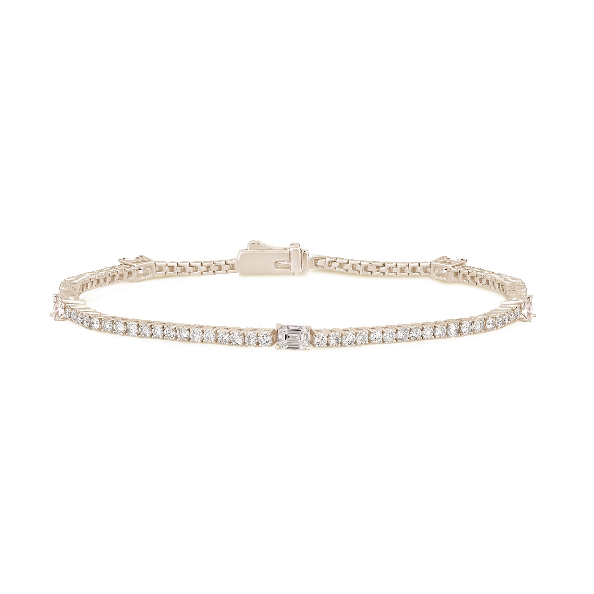 SPECIAL!2.18ct G SI 14K Yellow Gold Diamond & Emerald Cut Tennis Bracelet 7" Long