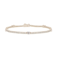 SPECIAL!2.18ct G SI 14K Yellow Gold Diamond & Emerald Cut Tennis Bracelet 7" Long
