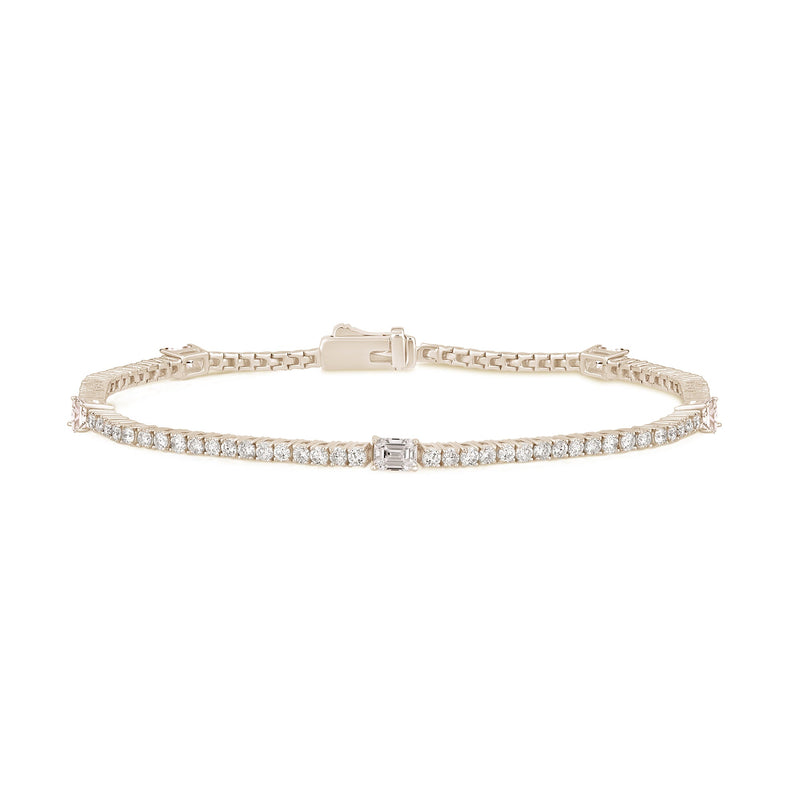 SPECIAL!2.18ct G SI 14K Yellow Gold Diamond & Emerald Cut Tennis Bracelet 7" Long