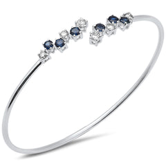SPECIAL! 1.00ct G SI 14K White Gold Diamond & Blue Sapphire Gemstone Bangle Bracelet 56mm