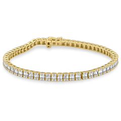 DIAMOND  CLOSEOUT!  3.29ct G SI 14K Yellow Gold Round & Baguette Diamond Tennis Bracelet