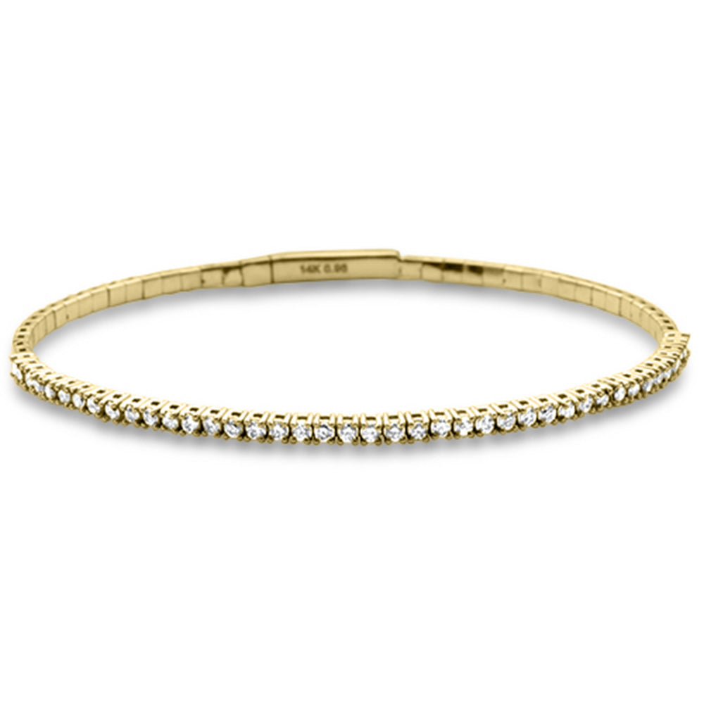SPECIAL!.99ct G SI 14K Yellow Gold Round Diamond Flexible Tennis Bangle Bracelet