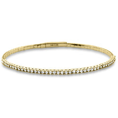 SPECIAL!.99ct G SI 14K Yellow Gold Round Diamond Flexible Tennis Bangle Bracelet