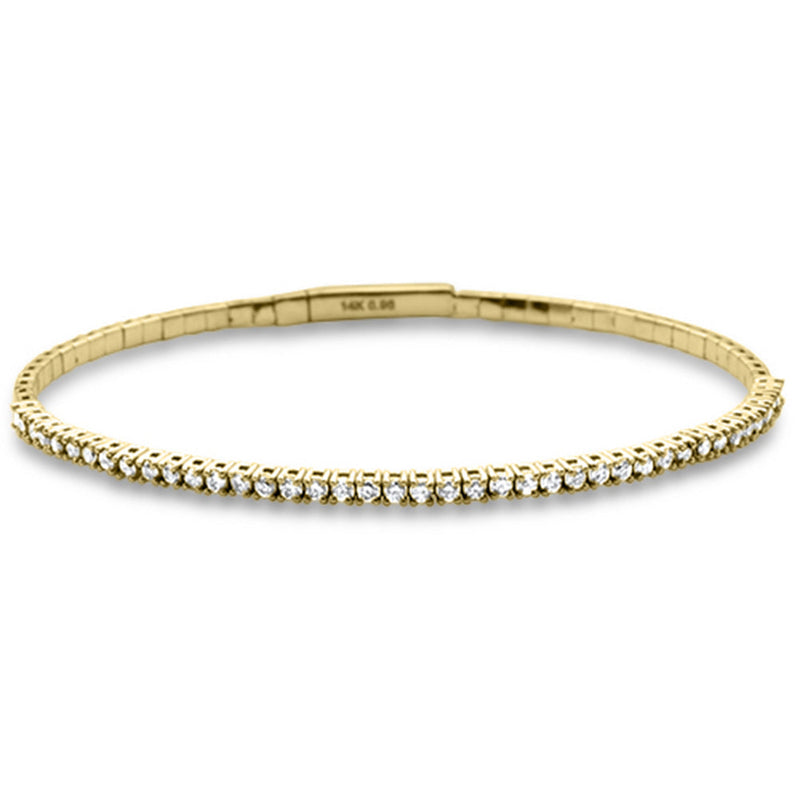 SPECIAL!.99ct G SI 14K Yellow Gold Round Diamond Flexible Tennis Bangle Bracelet