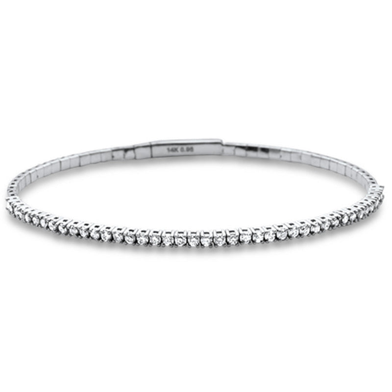 SPECIAL! .99ct G SI 14K White Gold Round Diamond Flexible Tennis Bangle Bracelet