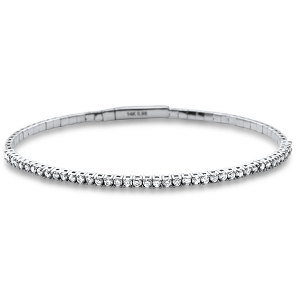 SPECIAL!1.06ct G SI 14K White Gold Round Diamond Flexible Tennis Bangle Bracelet