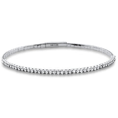 SPECIAL!1.06ct G SI 14K White Gold Round Diamond Flexible Tennis Bangle Bracelet