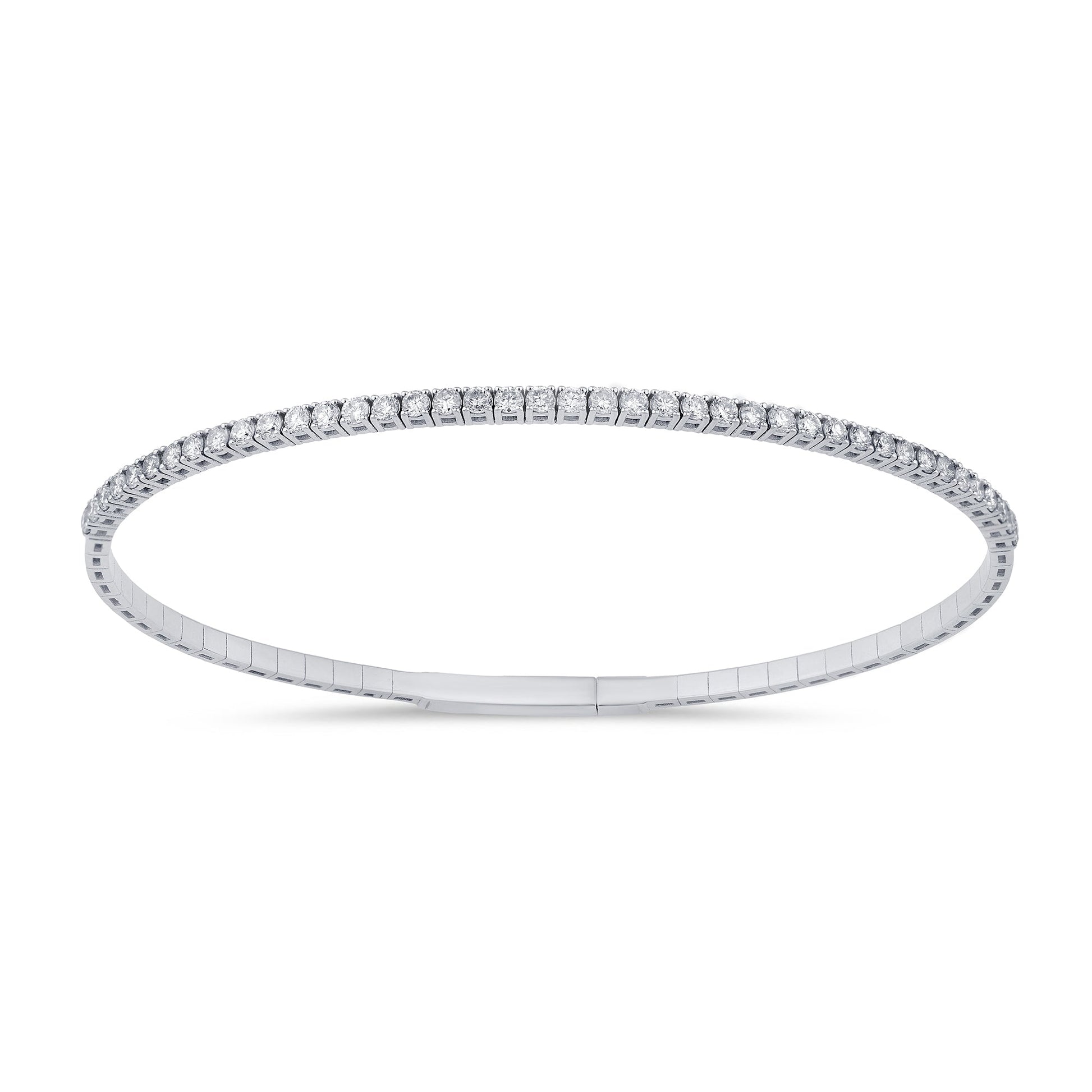 SPECIAL!1.06ct G SI 14K White Gold Round Diamond Flexible Tennis Bangle Bracelet