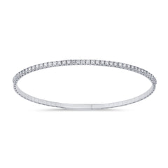 SPECIAL!1.06ct G SI 14K White Gold Round Diamond Flexible Tennis Bangle Bracelet