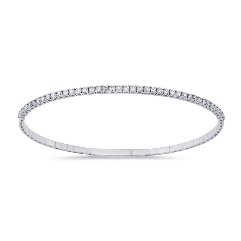 SPECIAL! .99ct G SI 14K White Gold Round Diamond Flexible Tennis Bangle Bracelet