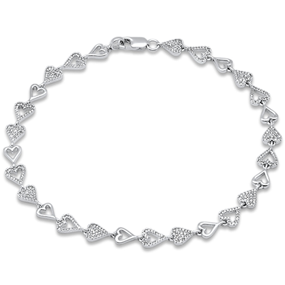 DIAMOND CLOSEOUT!  .62ct G SI 14K White Gold Diamond Heart Shaped Bracelet 8" Long