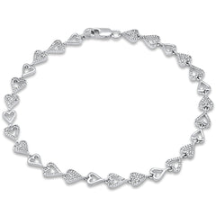 DIAMOND CLOSEOUT!  .62ct G SI 14K White Gold Diamond Heart Shaped Bracelet 8" Long