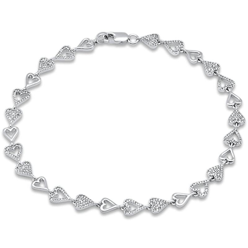DIAMOND CLOSEOUT!  .62ct G SI 14K White Gold Diamond Heart Shaped Bracelet 8" Long
