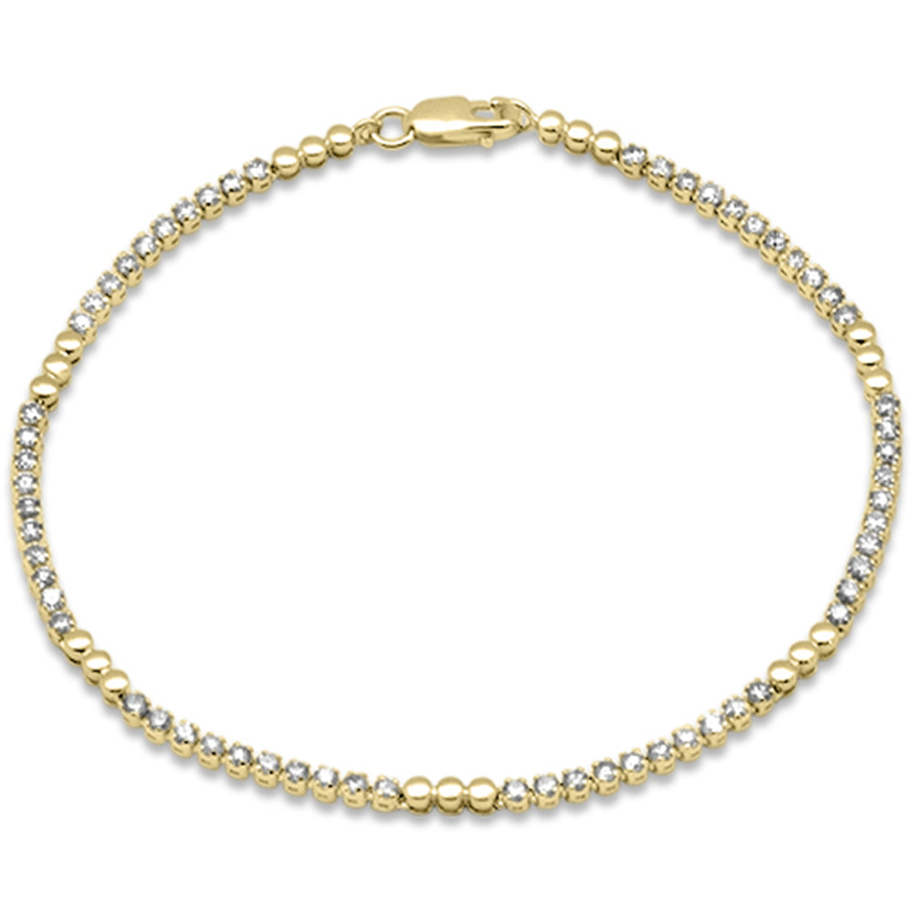 SPECIAL! 1.50ct G SI 14K Yellow Gold Round Diamond Beaded Tennis Bracelet 7" Long