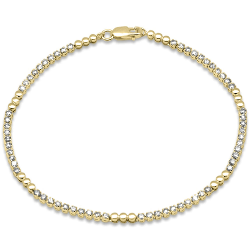 SPECIAL! 1.50ct G SI 14K Yellow Gold Round Diamond Beaded Tennis Bracelet 7" Long
