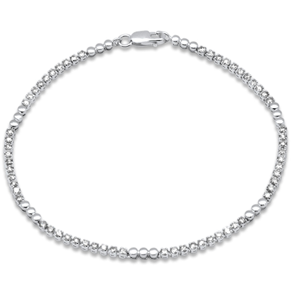 SPECIAL!1.50ct G SI 14K White Gold Round Diamond Beaded Tennis Bracelet 7" Long