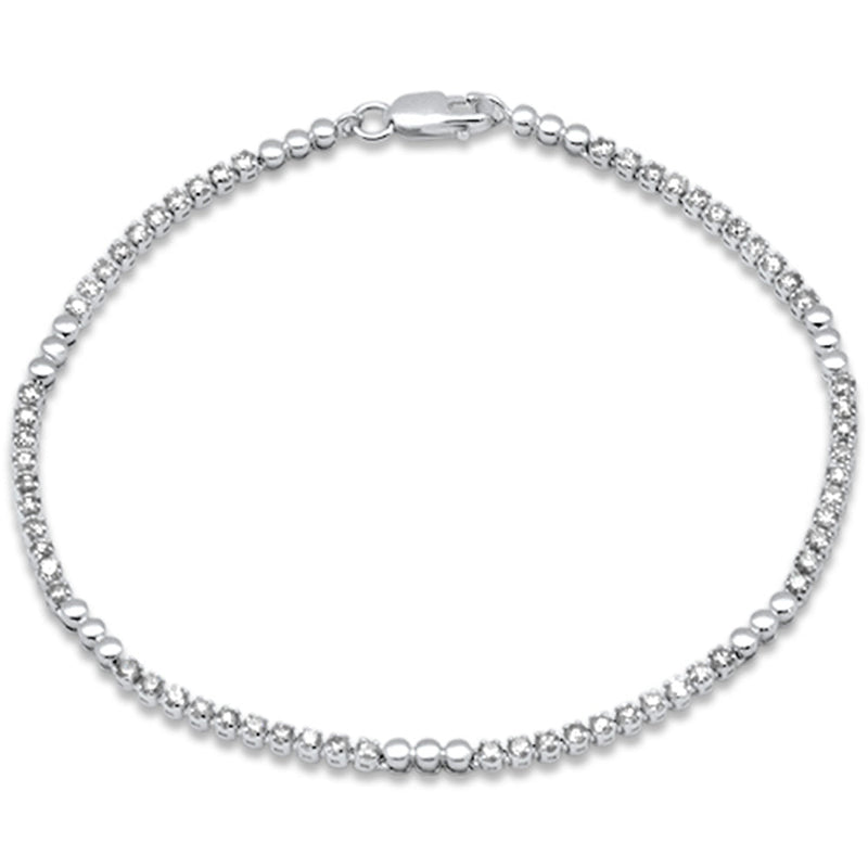 SPECIAL!1.50ct G SI 14K White Gold Round Diamond Beaded Tennis Bracelet 7" Long