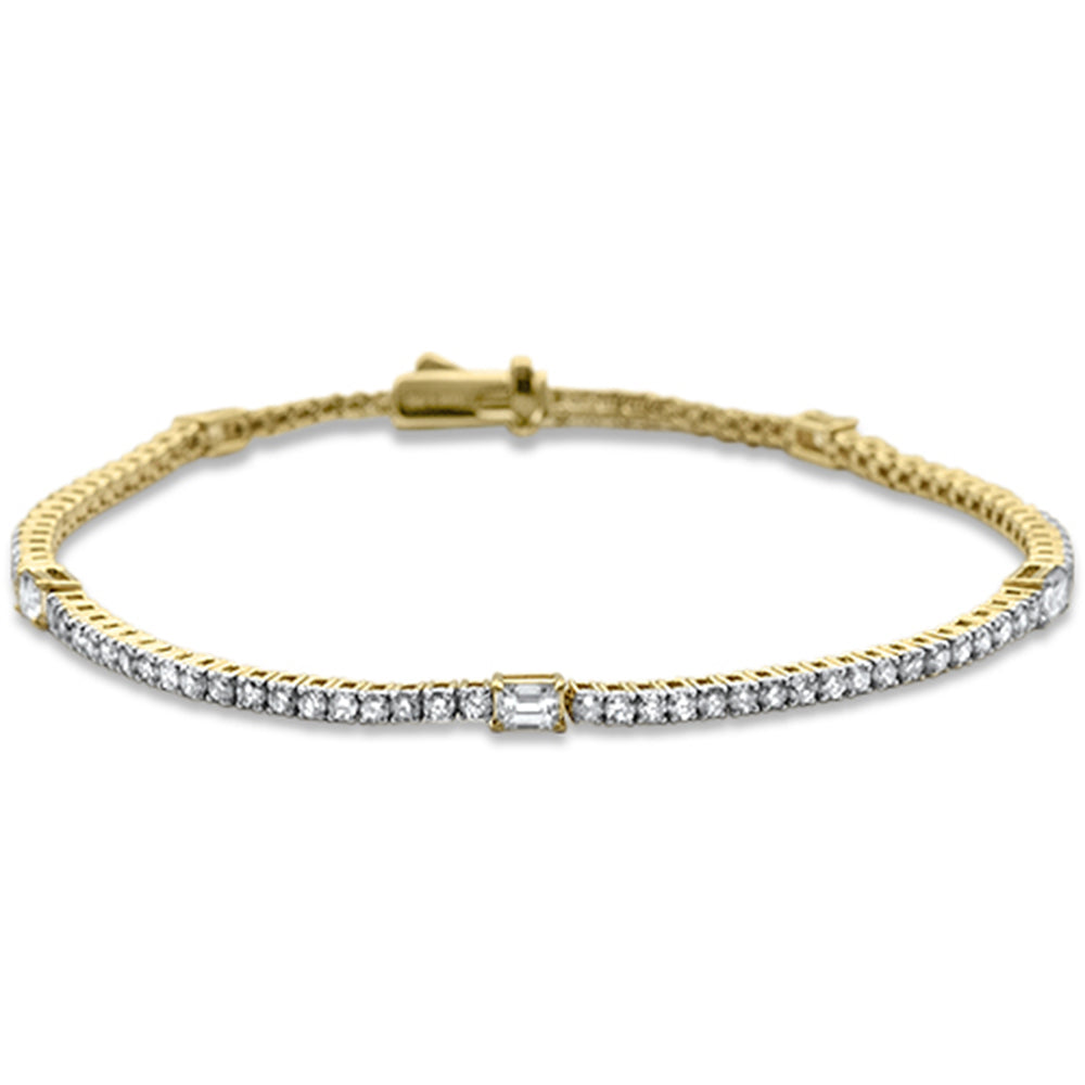 SPECIAL! 2.49ct G SI 14K Yellow Gold Emerald Cut Diamond Tennis Bracelet 7" Long