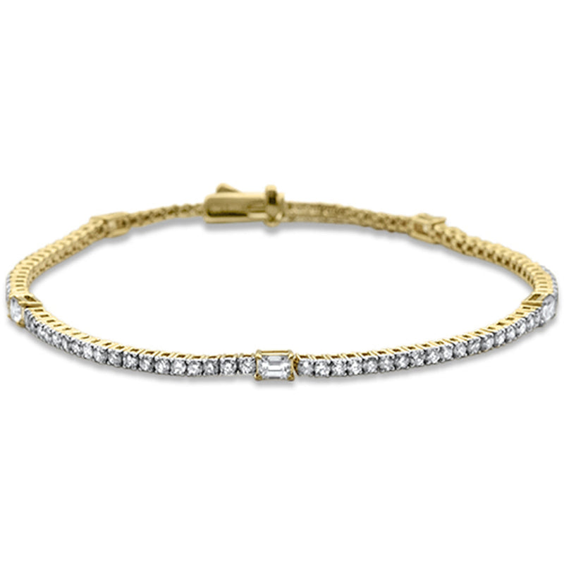 SPECIAL! 2.49ct G SI 14K Yellow Gold Emerald Cut Diamond Tennis Bracelet 7" Long