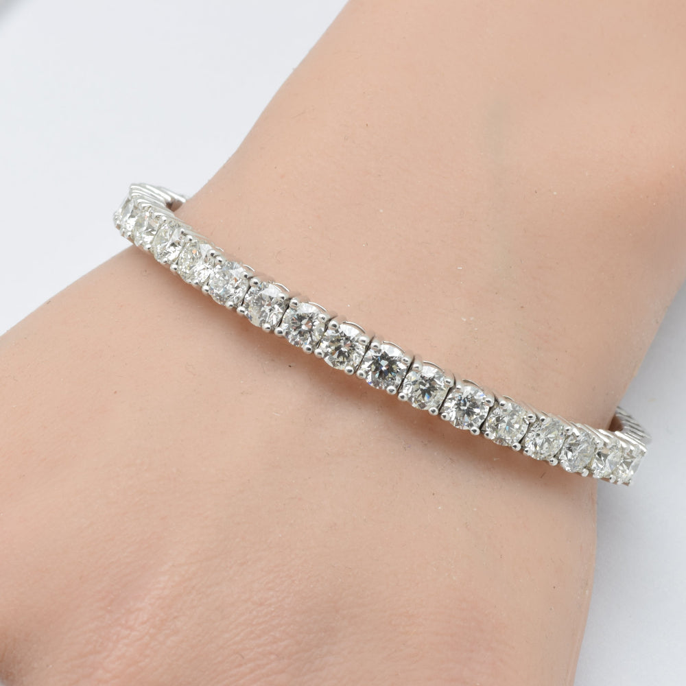 SPECIAL!9.70ct G SI .50ct Each Round 14K White Gold Round Diamond Flexible Bangle Bracelet