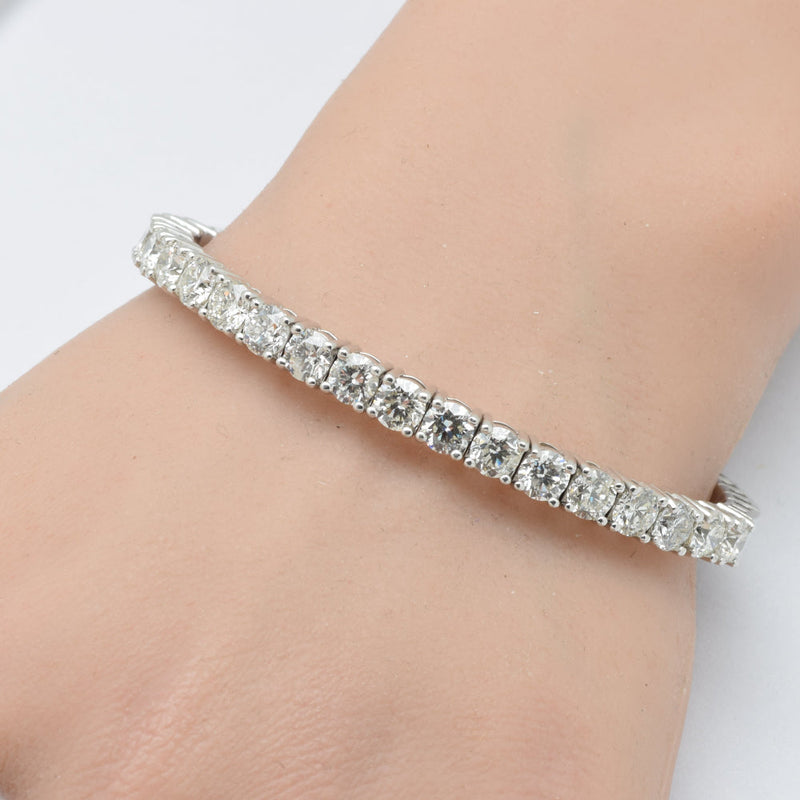 SPECIAL!9.70ct G SI .50ct Each Round 14K White Gold Round Diamond Flexible Bangle Bracelet