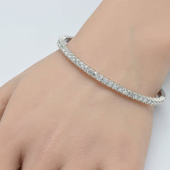 SPECIAL!3.39ct 14K White Gold Round Diamond Flexible Bangle Bracelet