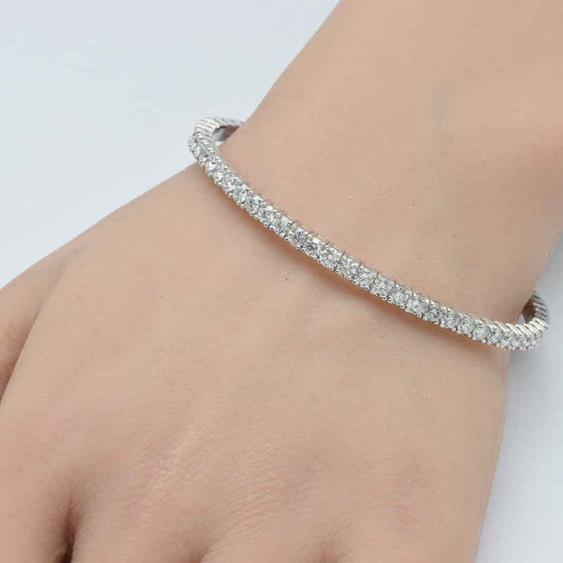 SPECIAL!3.39ct 14K White Gold Round Diamond Flexible Bangle Bracelet