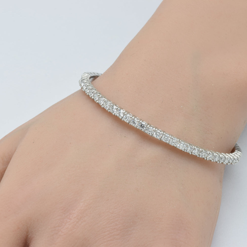SPECIAL! 2.68ct 14K White Gold Round Diamond Flexible Bangle Bracelet