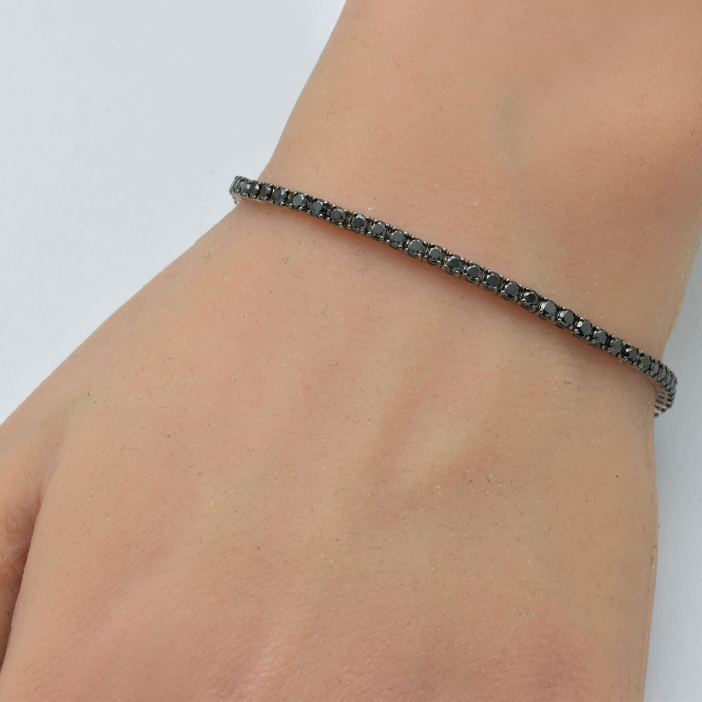 SPECIAL! 3.15ct G SI 14K White Gold Diamond Black Diamond Tennis Bracelet 7" Long