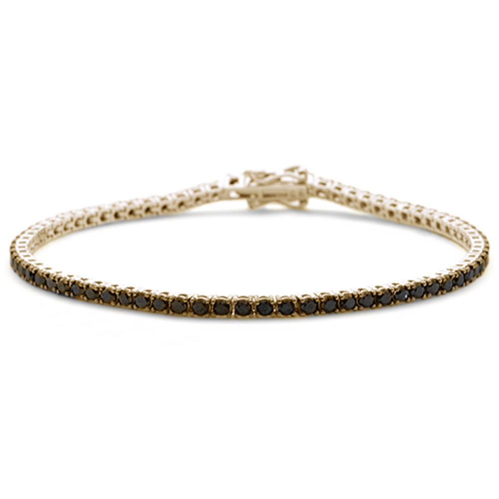 SPECIAL!3.15ct G SI 14K Yellow Gold Diamond Black Diamond Tennis Bracelet 7" Long