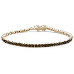 SPECIAL!3.15ct G SI 14K Yellow Gold Diamond Black Diamond Tennis Bracelet 7" Long