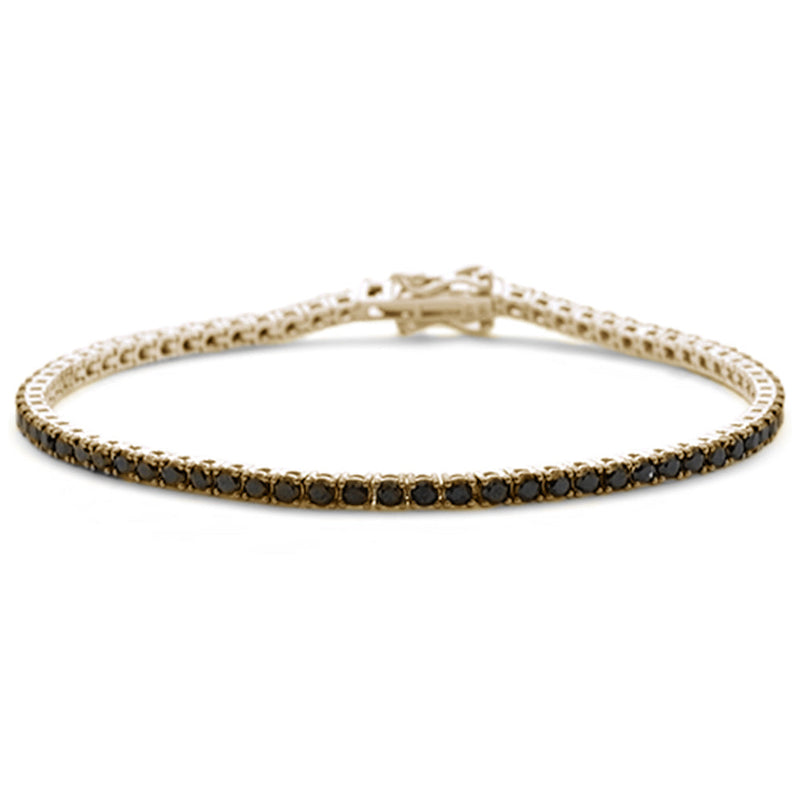 SPECIAL!3.15ct G SI 14K Yellow Gold Diamond Black Diamond Tennis Bracelet 7" Long