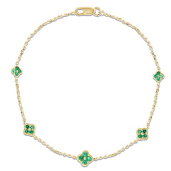 SPECIAL! .40ct G SI 14K Yellow Gold Emerald Gemstones Flower Bracelet 7" Long