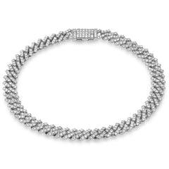 SPECIAL! 7MM 3.72ct G SI 14K White Gold Diamond Micro Pave Cuban Square Link Bracelet 7"