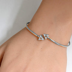 SPECIAL! .20ct G SI 14K White Gold Diamond Flexible Arrows Open Bangle Bracelet