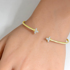SPECIAL! .15ct G SI 14K Yellow Gold Diamond Flexible Open Bangle Bracelet