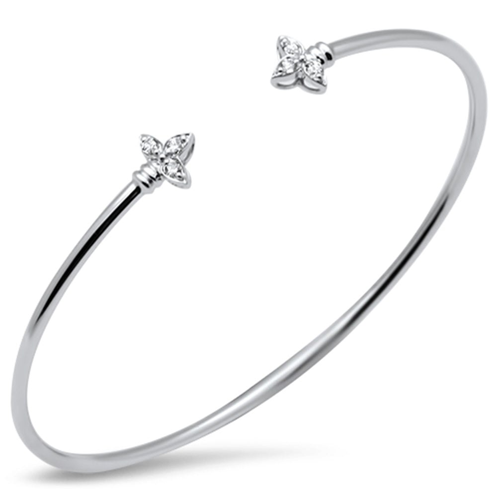SPECIAL! .15ct G SI 14K White Gold Diamond Flexible Open Bangle Bracelet
