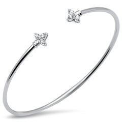 SPECIAL! .15ct G SI 14K White Gold Diamond Flexible Open Bangle Bracelet