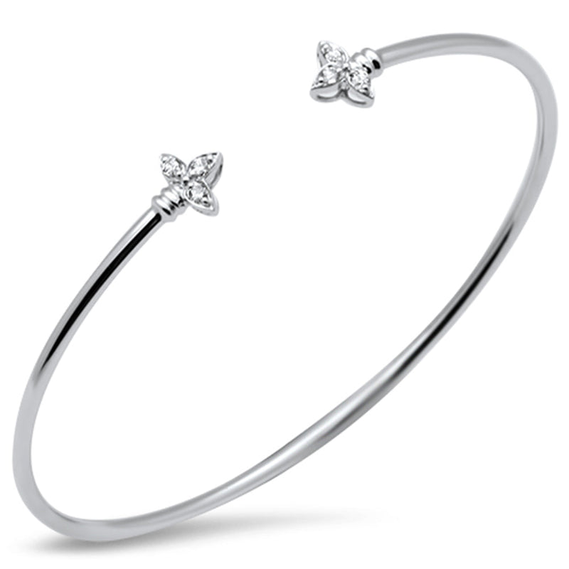 SPECIAL! .15ct G SI 14K White Gold Diamond Flexible Open Bangle Bracelet