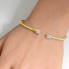 SPECIAL! .40ct G SI 14K Yellow Gold Diamond Flexible Flower Open Bangle Bracelet