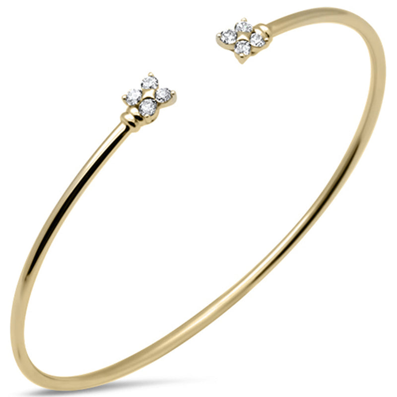 SPECIAL! .40ct G SI 14K Yellow Gold Diamond Flexible Flower Open Bangle Bracelet