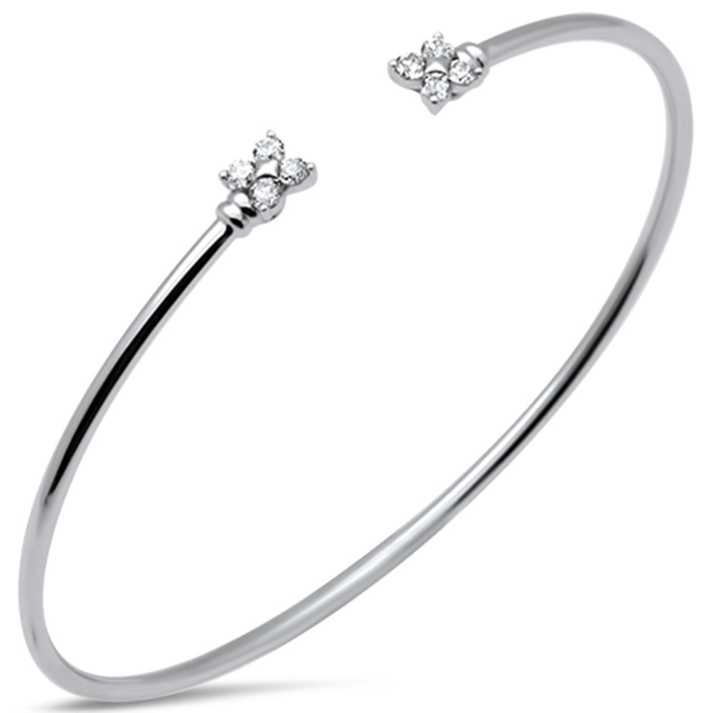 SPECIAL! .40ct G SI 14K White Gold Diamond Flexible Flower Open Bangle Bracelet
