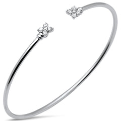 SPECIAL! .40ct G SI 14K White Gold Diamond Flexible Flower Open Bangle Bracelet
