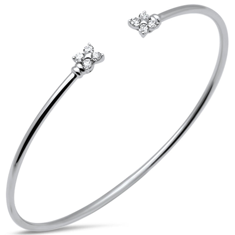 SPECIAL! .40ct G SI 14K White Gold Diamond Flexible Flower Open Bangle Bracelet