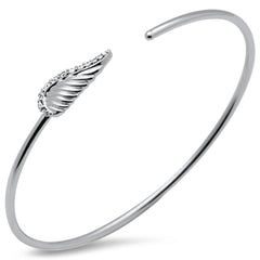 SPECIAL! .20ct G SI 14K White Gold Diamond Flexible Leaf Open Bangle Bracelet