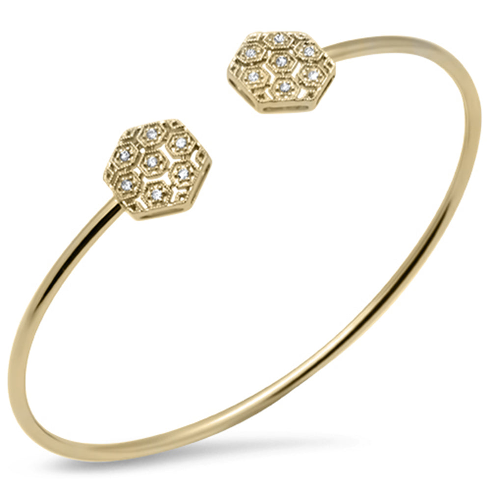 SPECIAL! .20ct G SI 14K Yellow Gold Diamond Flexible Open Bangle Bracelet