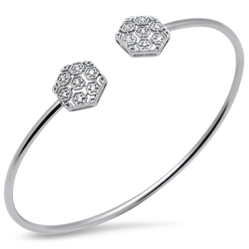 SPECIAL! .20ct G SI 14K White Gold Diamond Flexible Open Bangle Bracelet