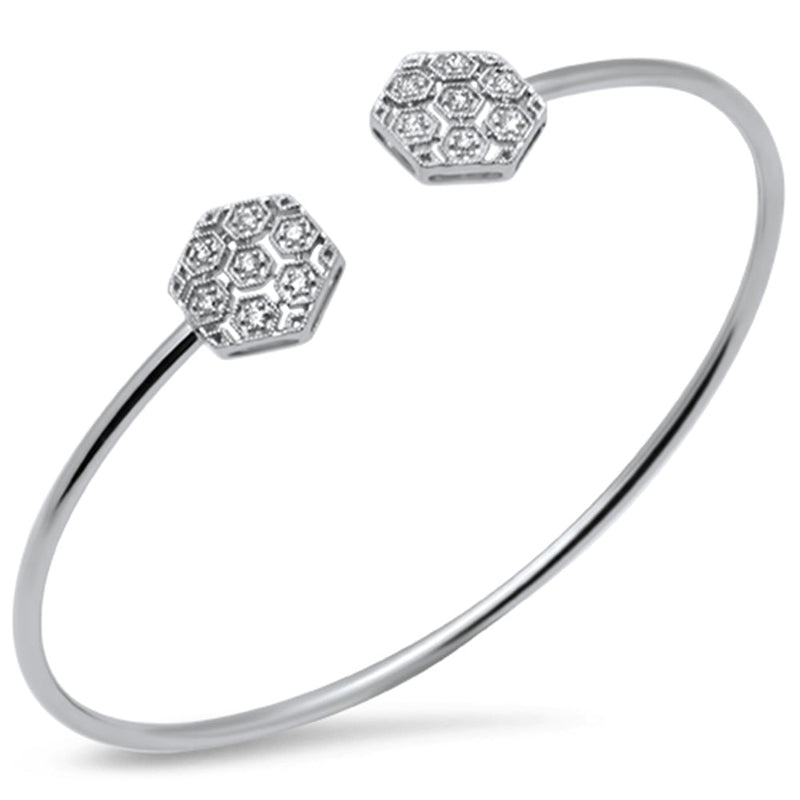 SPECIAL! .20ct G SI 14K White Gold Diamond Flexible Open Bangle Bracelet
